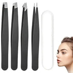 4-Piece Stainless Steel Eyebrow Tweezers Set