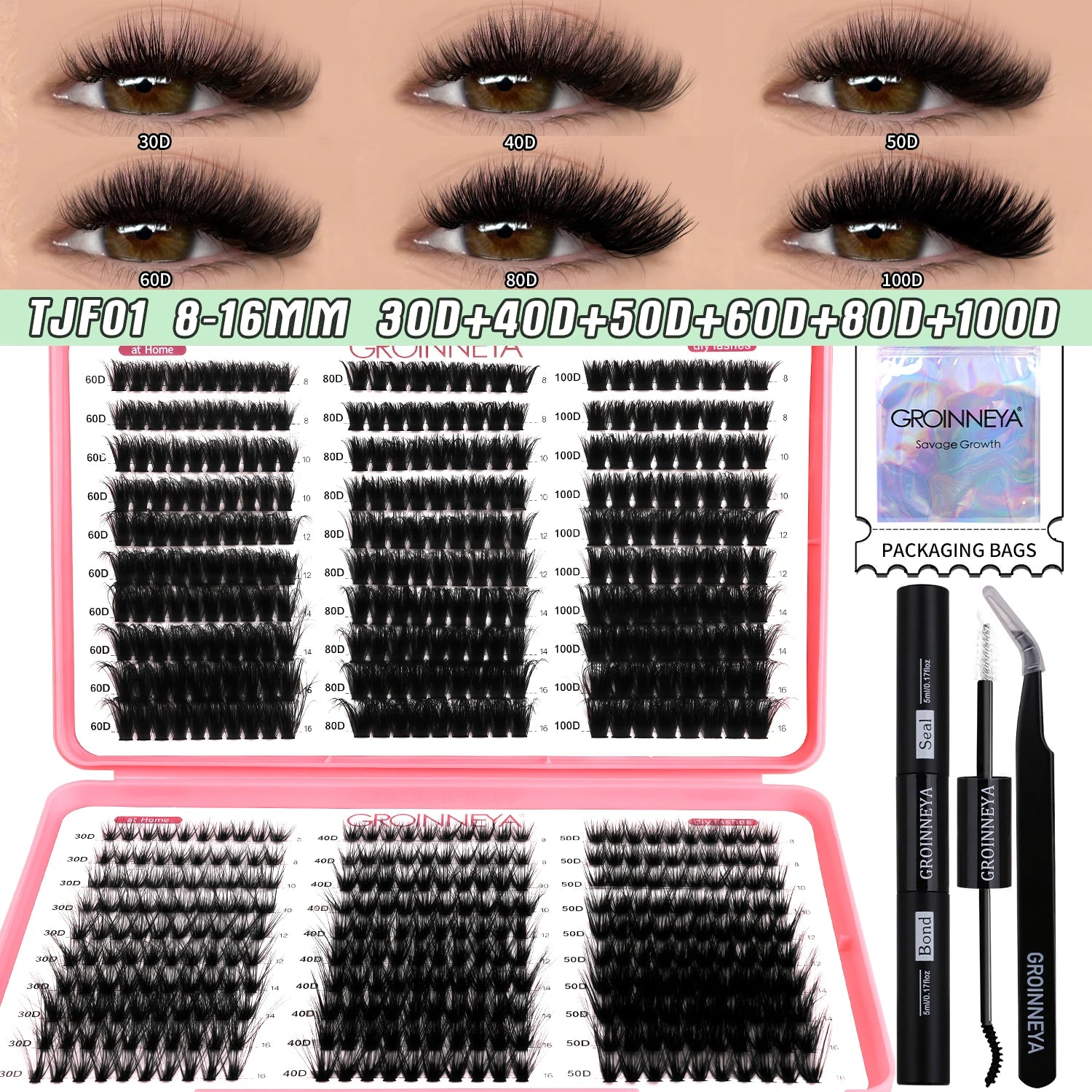 Mixed Tray Eyelash Extension with kit