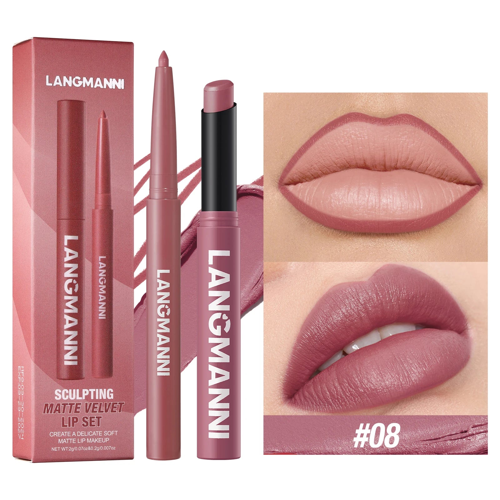 Waterproof Lipliner + Lipstick