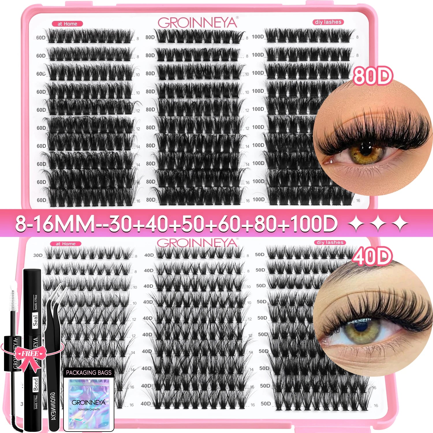 Mixed Tray Eyelash Extension with kit