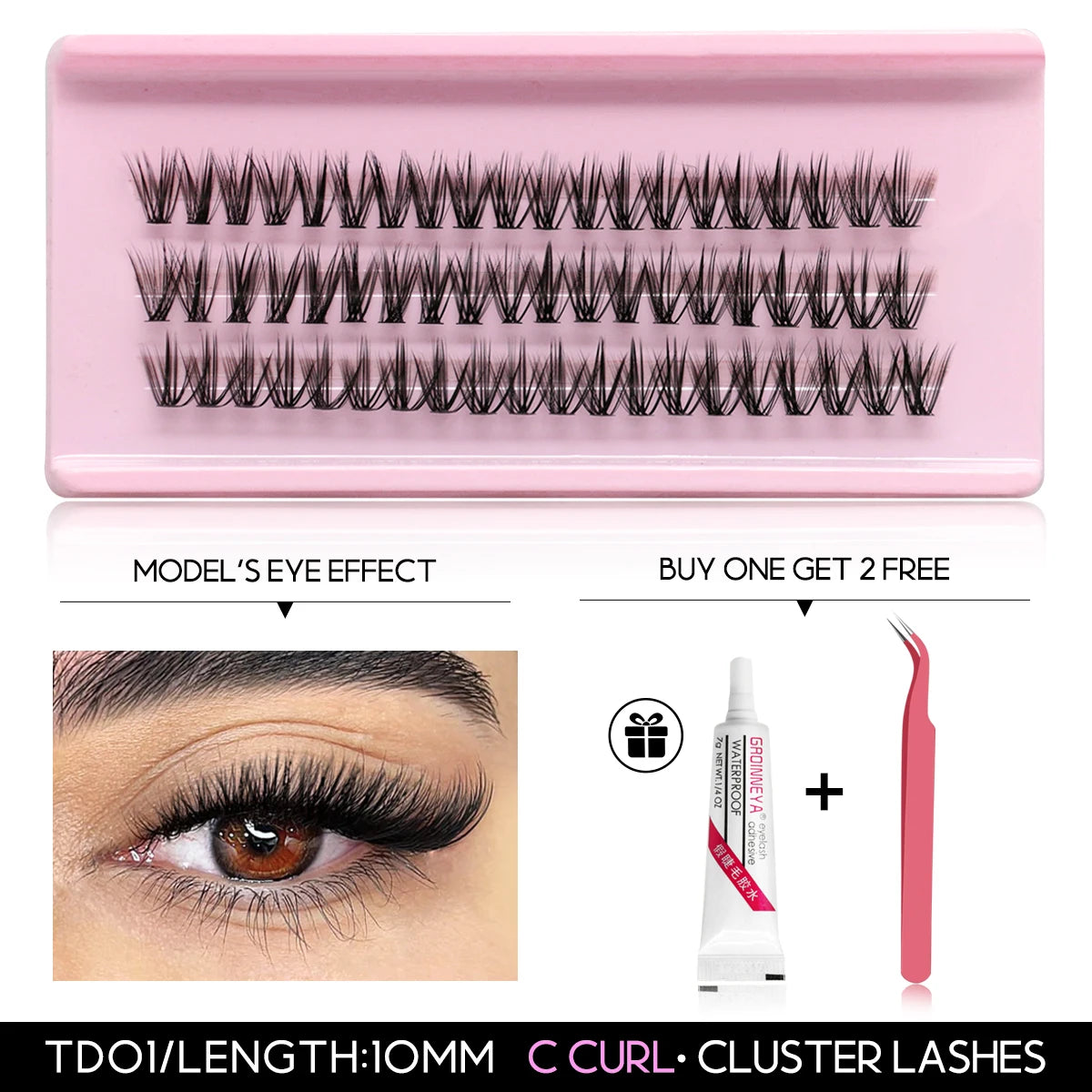 200 Pcs Extensions Eyelash Clusters Kit