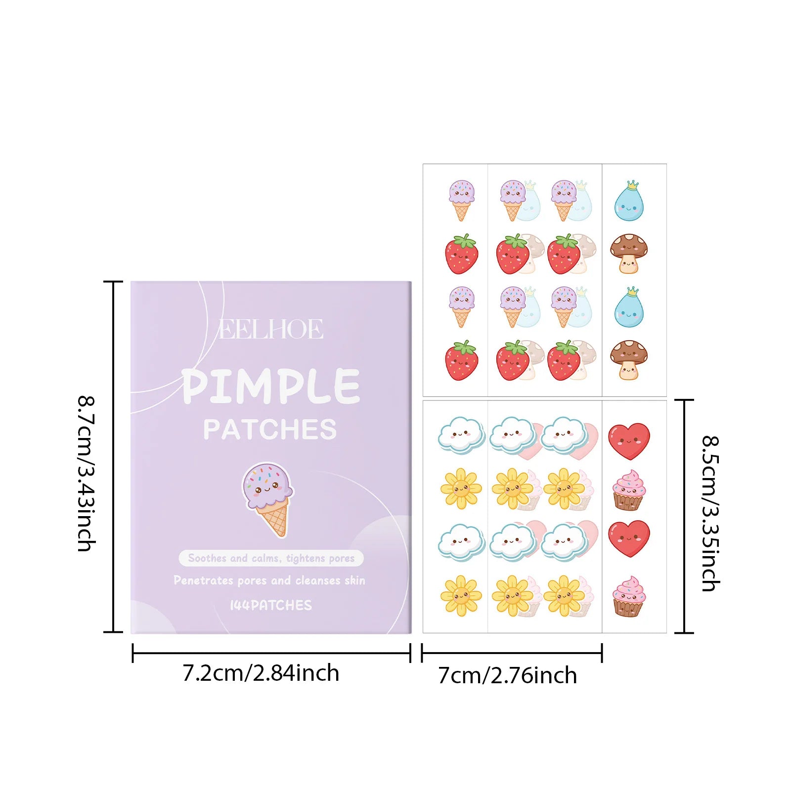 144pcs Cartoon Salicylic Acid Acne Patches