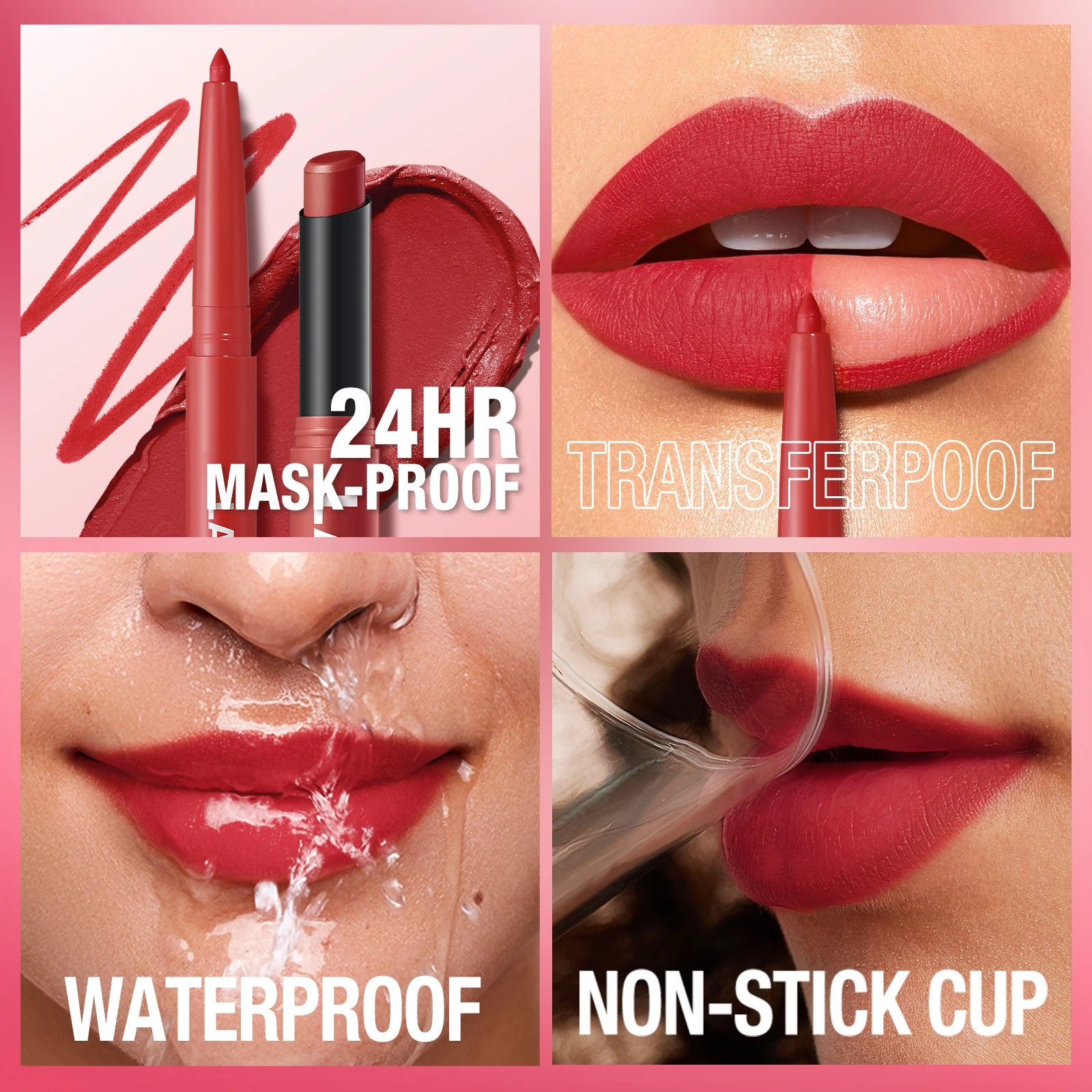 Waterproof Lipliner + Lipstick
