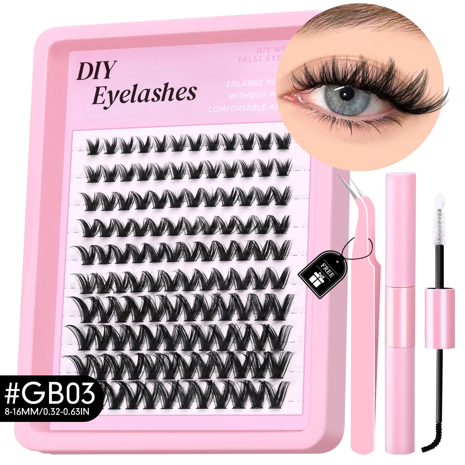 200 Pcs Extensions Eyelash Clusters Kit
